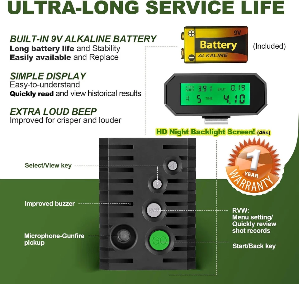 ZOHAN Upgraded Shot Timer for Shooting Competition - Shot Timers for Firearms wi - Image 3 of 4
