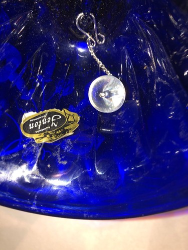 Vintage Fenton Glass Bell Cobalt Blue Morning Glory Signed Artist Hart Label Art - Picture 6 of 11