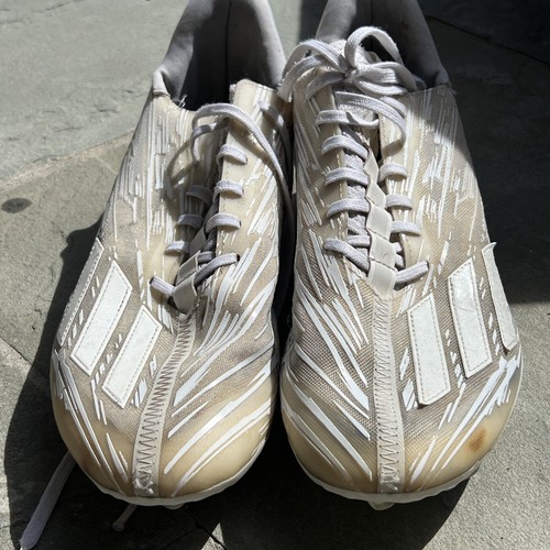 Size 12.5 Adidas Adizero Football Cleats Triple White Men’s Preowned - 第 9/9 張圖片
