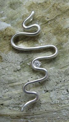 Sterling Silver Pendant Hallmarked Solid 925 Snake With CZ Nickel Free Empress