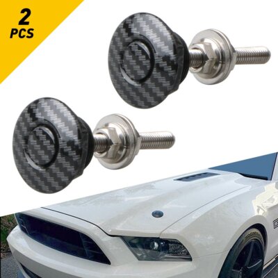 Carbon Fiber Release Quick Push Button Hood Pins Bonnet Lock Clip Bumper Latch