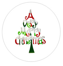 Christmas tree stickers, labels, tags, envelope seals, merry Christmas