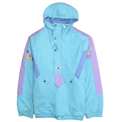 Fusalp Damen blau Retro Skijacke Größe 14 Kapuze wasserdicht