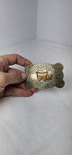 Vintage Chambers Belt Co Wagon Belt Buckle Western Stagecoach USA Nickel