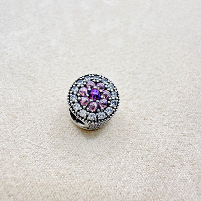Pandora Retired Dazzling Floral Charm Bead Rosa Lila Klar CZ Steine Schmuck
