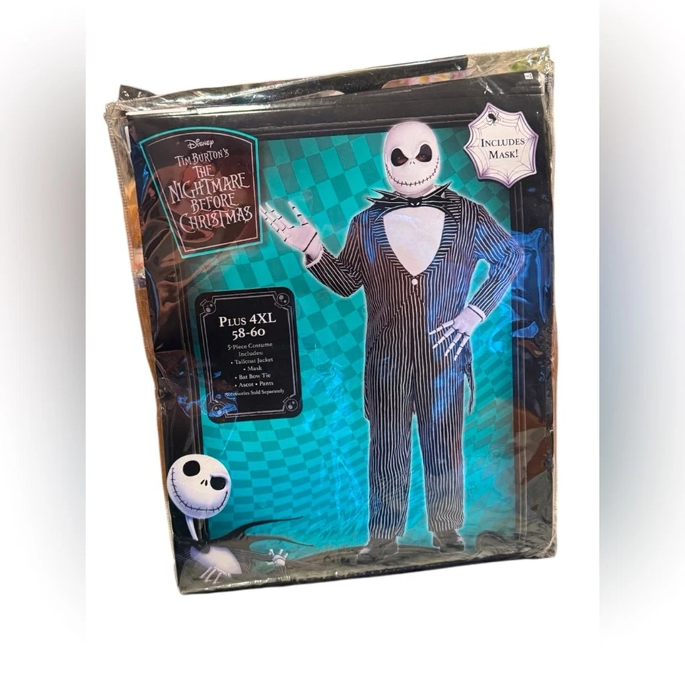 Jack Skellington Halloween Costume The Nightmare Before Christmas Adult 4XL New - Image 2 of 4