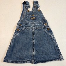 Vintage OshKosh B  Gosh Girls Denim Overall Dress Size 4 Made in USA Vestbak