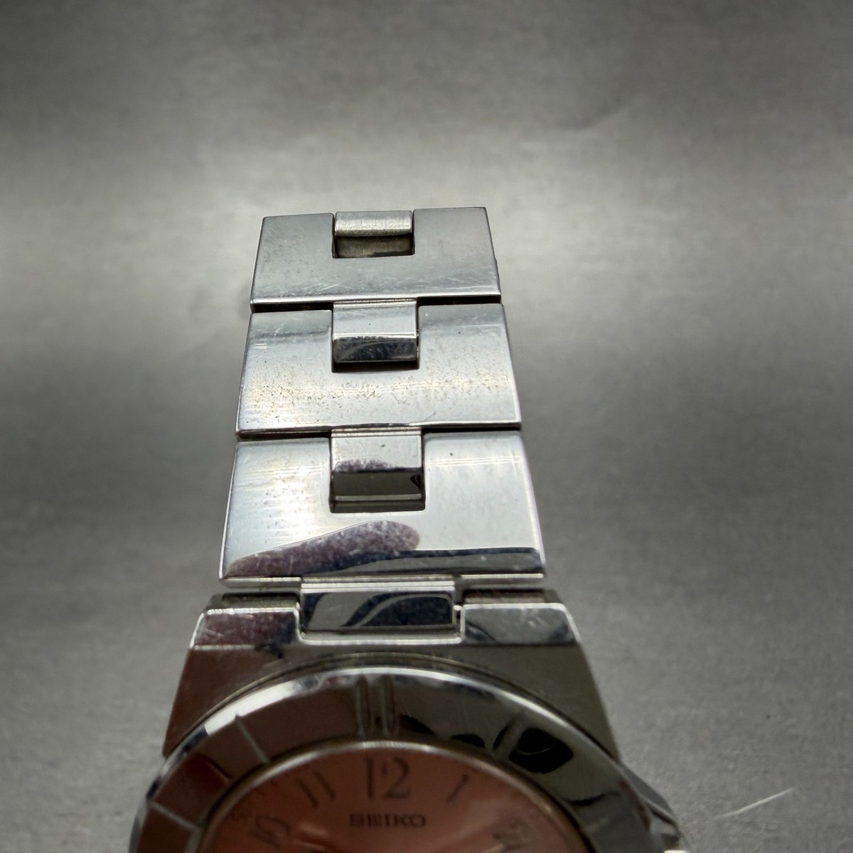Seiko Watch Women 28mm Pink Dial Silver Tone Date 7N82-0620 Lukia 