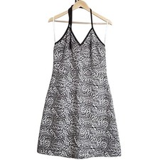 Ann Taylor Brown White Paisley Halter Neck A-Line Dress Size 6 FLAWS