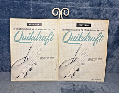 2 VTG Dietzgen Quickdraft 100% Rag Tracing Vellum Pads  8.5 x 11  Metric PARTIAL