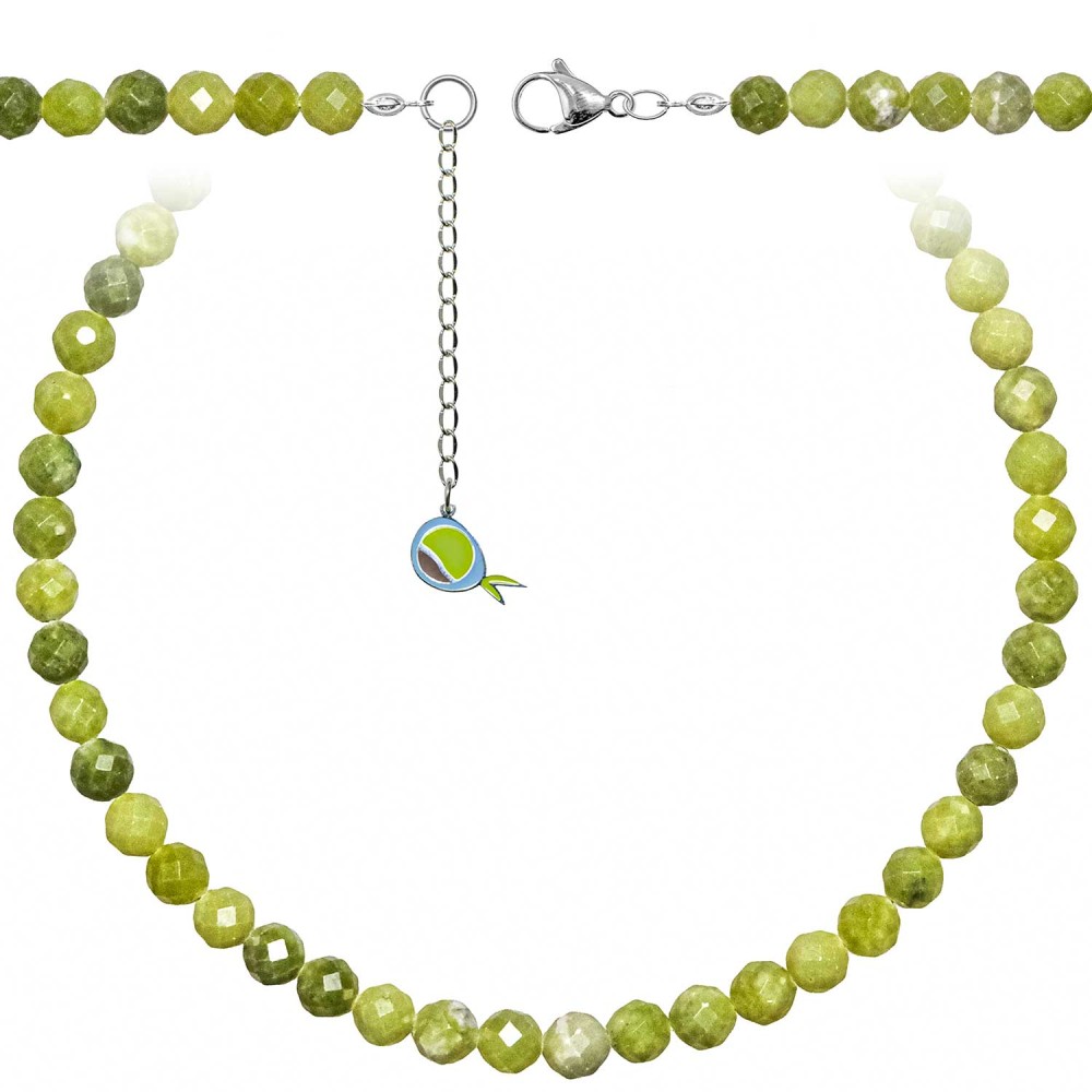 Collier en jade néphrite anti-ternissement, long sautoir robuste de 90 cm
