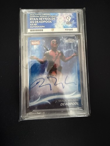 Topps Marvel Studio Chrome Sapphire Deadpool Auto Ryan ReynoldsAce Graded 9 Mint