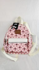 Bioworld Mickey Mouse Mini Backpack Soft Tag Pink Checkered New With Tags