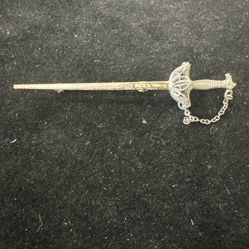 Antike Sterling Silber Schwert Brosche 3,46 g