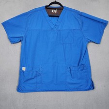 Carhartt Shirt Mens XL Blue Classic Fit Ripstop Scrub Top V Neck Pockets