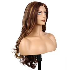 Dark Brown Curly Hair Wigs Women Synthetic Wavy Hair Full Hair Wigs for Costume