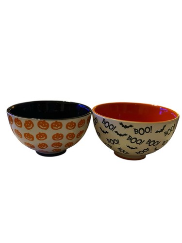 TAG - Halloween Dessert, Snack Bowls Set of 2 Bats And Boos, Orange Pumpkins ๐ - Picture 2 of 9