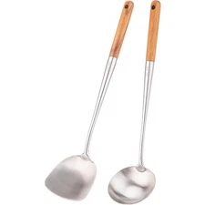 Wok Spatula and Ladle Set 304 Stainless Steel Stir Fry Spatula and Soup Ladle 17