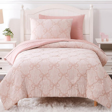 Twin Comforter Set with Sheets for Girls-5 Pieces Twin Bedding Sets with Pink Co