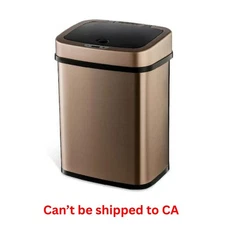 Touchless Motion Sensor Trash Can Gold Stainless Steel, 3 Gallon Kitchen Garbage
