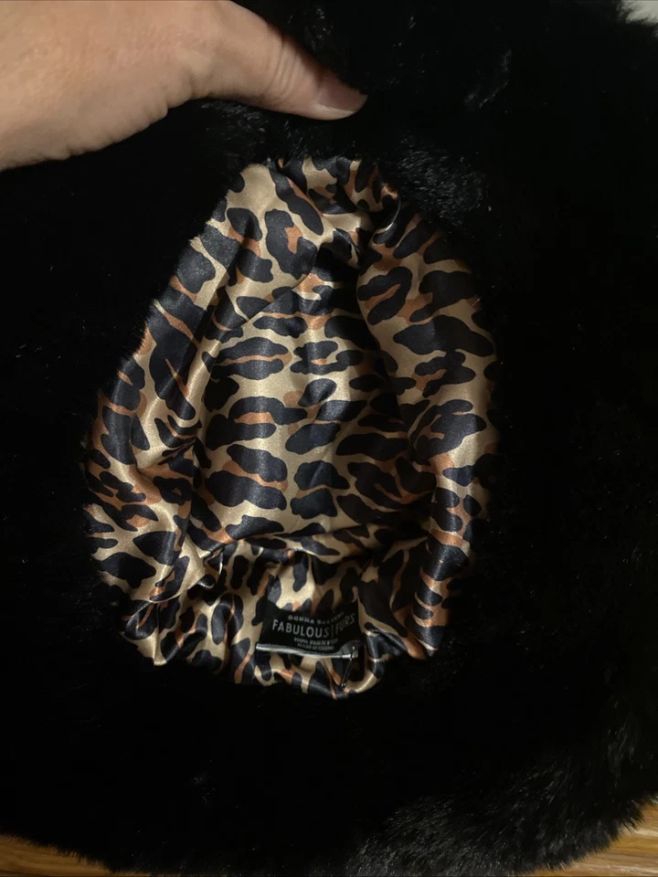 复古 Donna Salyers 极佳毛皮人造毛皮桶帽黑色 — 第 4/4 张图片