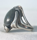 Vintage Hand Crafted Sterling Silver & Rainbow Obsidian Stone Ring Size 8.5 — photo 2