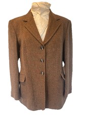 Ladies Gorringe Pure Wool Brown Tweed Show Jacket Size 38”
