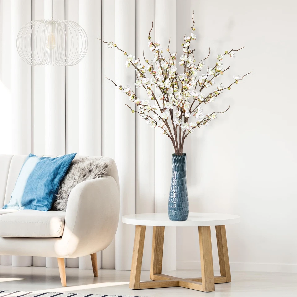 Flores artificiales de flor de ciruelo 4 piezas tallos de imitación de flor de cerezo imitación seda plu... Foto 3 de 4