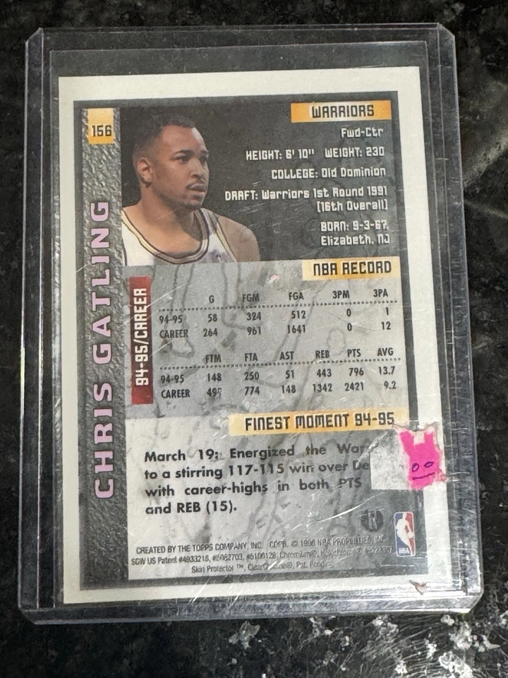 ⛵️1995-96 Topps 最佳 - Chris Gatling #156 折射勇士 ⛵️ — 第 2/2 张图片
