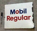 VTG 1960s Mobil Regular Porcelain Enamel Gas Motor Oil Company Pump Plate Sign