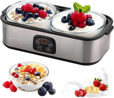 2L Probiotic Yogurt Maker with Two 1L Glass Containers for Larger Batches Yogurt