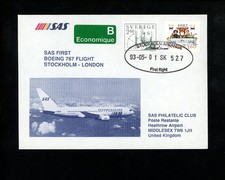 Postal History First Flight SAS 1/5/93 Stockholm Sweden to London United Kingdom