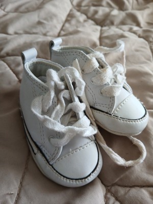 Converse Kids First Star Hi Sneakers 81229 Lace Up Baby Sz 1 White Crib Shoes