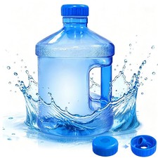 1 Gallon Water Bottle,Round Plastic Water Jug with Handle and Screw Cap,Large...