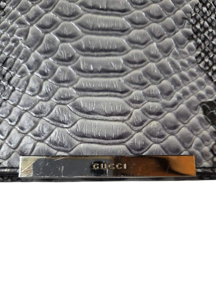 Usado en Excelente Condición Gucci Gris Pitón Cuero Exótico Bolso de Mano Bolso sin asas Cartera Foto 2 de 4