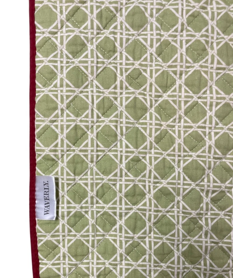 Corredor de Mesa Waverly Acolchado Reversible Rojo Floral Tradicional Verde Enrejado Foto 4 de 4