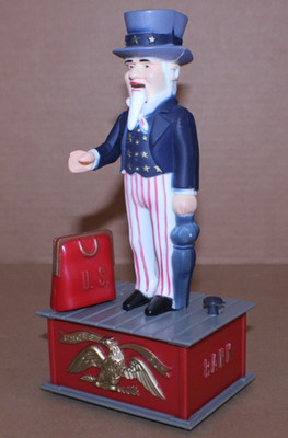 USED / WORKING / Uncle Sam Mechanical Bank Plastic Emson Hong Kong