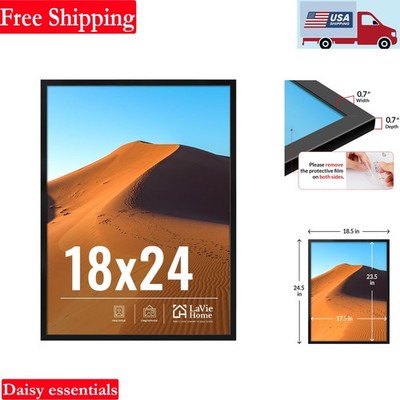 18x24 Black Picture Frame Wall Mount with HD Plexiglas Modern Style