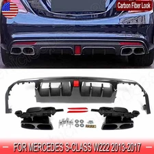 For 2013-2017 Mercedes W222 S500 S550 S600Rear Diffuser W/ Exhaust Tips F1 Style