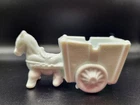 Vintage 1950's Milk Glass Donkey Cart Toothpick Planter Holder
