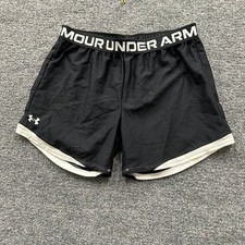 Under Armour Shorts Youth YXL Black White Trim Athletic Running Elastic Waist