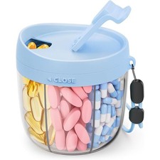 Portable Pill Dispenser, 7 Compartments, Anti-Mix Pill Organizer Blue 
