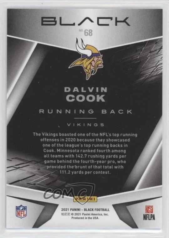2021 Panini Black Dalvin Cook #68 - Image 2 of 2