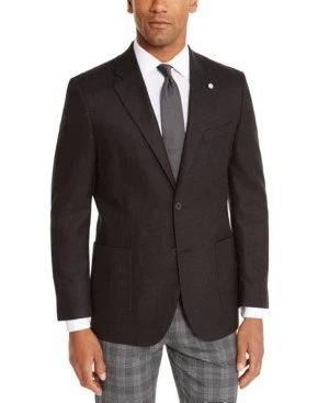 Nautica Men Modern-Fit Active Stretch Structure Weave Sport Coat 44L Black Linen