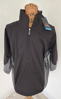 Galway Bay Men All Weather Golf Jacket Pullover Polartec Size S Black Gray NEW