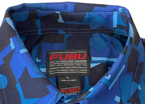 Vintage FUBU Collection Button Down Shirt Mens Size Large Multicolor Long Sleeve - Picture 10 of 10