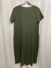 ;691 Unbranded Sz 5XL 20/22 Khaki Green 49”Long Maxi Dress pockets