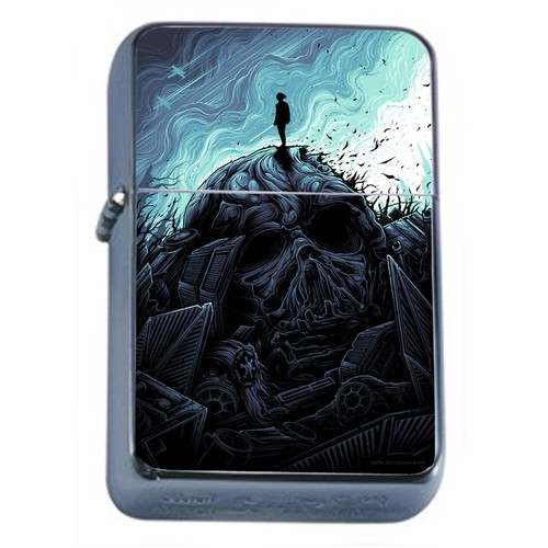 Stand Alone Skeleton Desert Em1 Flip Top Oil Lighter Wind Resistant 