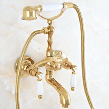 Gold Polished Brass Clawfoot Bathroom Bath Tub Faucet Set Mixer Tap sna822