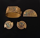 Fabulous 1985 Monet Gold Art Deco Geometric Design 4 Piece Set "All That Jazz"